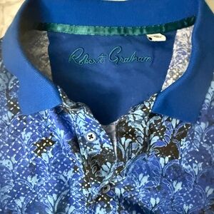 Robert Graham Blue Patterned Men's Polo Shirt